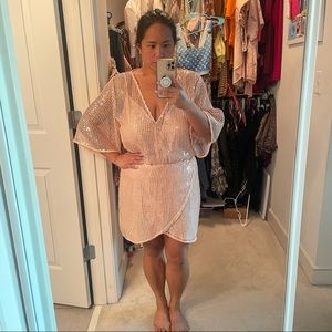 NBD x Naven Sequin Tulip Dress With Net Overlay
